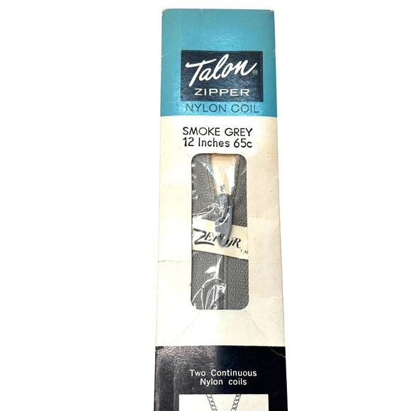Vintage Talon Zipper Nylon Coil 12 inch Smoke Gray Zephyr Deadstock - Picture 1 of 4